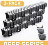 U.S. TRENCH DRAIN Deep Series 5.4 in. W x 5.4 in. D 39.4 in. L Plastic  Trench and Channel Drain Kit with Galvanized Steel Grate (3-Pack) 83432-3 -  The ...