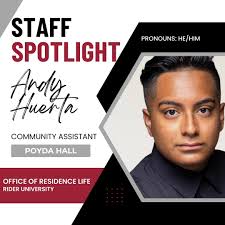 Meet Andy Huerta, Community Assistant of Poyda Hall! We are so grateful for  all you do for our community. We're showcasing our lovely Residence Life  Staff members