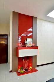 Altar Simple Woodwork Plywood Laminate Goldencarpentry Malaysia Praying Cabinet Hanging Red Room Partition Designs Temple Decor Pooja Room Design