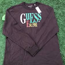 Guess long sleeve logo t shirt. Own Lucky Guess Stacked Logo Long Sleeve T Shirt Talla Facebook