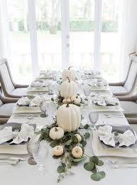 Beautiful ideas for a modern dining table settings. Thanksgiving White Pumpkin Tablescape Fashionable Hostess Thanksgiving Table Decorations Modern Thanksgiving Table Fall Table Decor
