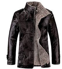 Chouyatou Men S Pu Leather Mid Length Washed Trench Coat Fur Lining Jacket Large Yellow At Ama Winter Leather Jackets Leather Jacket Men Mens Winter Fashion