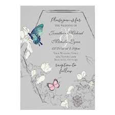 Watercolor Butterfly And Flower Geometric Wedding Invitation Zazzle Com Geometric Wedding Invitation Butterfly Wedding Invitations Wedding Invitations