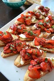 Strawberry Balsamic Bruschetta With Fresh Mozzarella Wanderings In My Kitchen Recipe Balsamic Bruschetta Giada Recipes Strawberry Balsamic