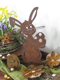 Edelrost Hase Bemalt Gross Garten Dekoration Metall Ostern Terrasse Haus Deko Edelrost Dekoration Basteln