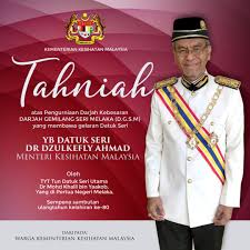 Subscribe to our telegram channel for the latest updates on news you need to know. Kkmalaysia Ø¯Ø± ØªÙˆÛŒÛŒØªØ± Alhamdulillah Menteri Kesihatan Yb Datuk Seri Dr Dzulkefly Ahmad Dikurniakan Darjah Kebesaran Darjah Gemilang Seri Melaka D G M S Yang Membawa Gelaran Datuk Seri Pada Hari Ini 13 Okt 2018 Oleh