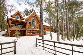 A log house by timber frame is individual, ecological and of high quality. Meredith Bay Lake House Hayward And Company Nh Log Timber Homes