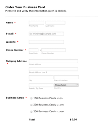 Sale prices do not include shipping and handling. Business Card Order Form Template Jotform