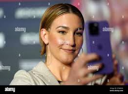 Boxer Mikaela Mayer takes a selfie ahead of a press conference at the Andaz  London Liverpool Street Hotel in London. Picture date: Wednesday November  29, 2023 Stock Photo