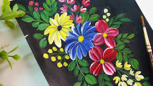 In this collection of free patterns you can find floral designs of various styles, rosettes and designs whose main motif is nature, plants, trees. Easy One Stroke Painting Flower Design Acrylic Painting For Beginners Floral Art Designs Youtube