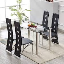 Led lighted & beige chairs set ice1. Luxes Modern Black Glass Dining Room Table And 4 Chairs Set For Kitchen Furniture Buy Online In Botswana At Botswana Desertcart Com Productid 145944175