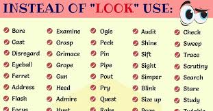 Look Synonym 100 Synonyms For Look In English 7 E S L Vocabulary Words New Vocabulary Words Vocabulary