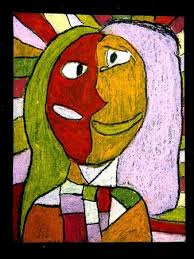 Elementary Art Lesson Self Portrait Cubism Drawing Oil Pastel Picasso Kindergarten Art Art Rules Elementary Art