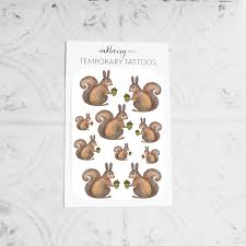Some squirrel tattoos owners use this image to show their high stamina and efficiency. Squirrel Tattoo Set Nursery Woodland Animals Temporary Etsy