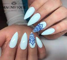 50 Elegant Baby Blue Nail Designs Baby Blue Nails Indigo Nails Colored Acrylic Nails