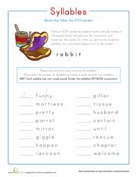 Syllable Patterns Vccv Worksheet Education Com Syllable Worksheet Vccv Syllable