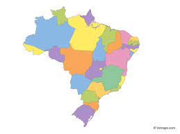 Multicolor Map Of Brazil With States Free Vector Maps Map Vector Vector Free Brazil Map
