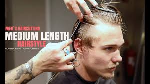 It is a versatile length that can be worn up to look shorter or down for a long hair feeling. Medium Length Hairstyle Men S Hairstyling Haircutting Youtube