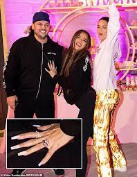 Following her latest instagram post which shows off a brightly colored set of nails and a beautiful big rock on her ring finger, khloe kardashians' followers want to know if the celebrity is really. Khloe Kardashian Sparks Tristan Thompson Engagement Rumors Daily Mail Online