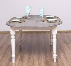 There's a round dining table. Casa Padrino Country Style Dining Table Gray White 160 X 120 X H 78 Cm Oval Solid Wood Kitchen Table With Oak Table Top Dining Room Furniture In Country Style