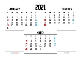 January February March 2021 Printable Calendar Free 3 Month Calendar In 2020 3 Month Calendar 2021 Calendar Printable Calendar