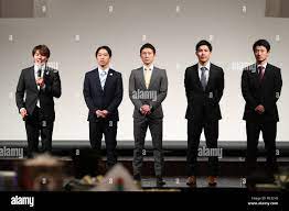 Tokyo, Japan. 19th Jan, 2019. (L-R) Daisuke Nakata, Yasuhiro Ueyama,  Tetsuya Sotomura, Ryosuke Sakai, Daiki Kishi (JPN) Gymnastics : Japan  Gymnastics national team reports about 2018 World championships in Tokyo,  Japan .