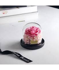 وردة ايلوبا روزز زهري دائمة داخل فازة زجاجية crown jewelry