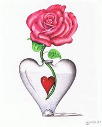 This heart is surrounded by roses as it is his favorite flower. How To Draw A Rose In A Heart
