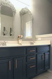 Gray Navy And Copper Bathroom Beige Cabinets Beige Bathroom Copper Bathroom