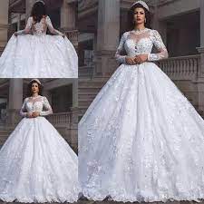 Luxury Dubai Arabic Plus Size Wedding Dresses Long Sleeves Lace Applique Illusion Jewel Neck Beads Bridal Gowns Robe De Mariee From Kazte 205 28 Dhgate Com Arabic Wedding Dresses Long Sleeve Wedding