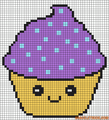 Free Kawaii Cupcake Cross Stitch Chart Or Hama Perler Bead Pattern Kawaii Cross Stitch Cross Stitch Cross Stitch Embroidery