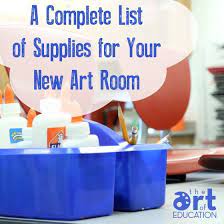 A Complete List Of Supplies For Your New Art Room The Art Of Education University School Art Supplies Elementary Art Rooms Art Supplies List