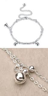 Women Jewelry Silver Plated Anklet Bell Pendant Metal Foot Chain 9 Carat Gold Anklets 22k Anklets Anklets Meaning In T Gold Anklet Anklets Women Jewelry