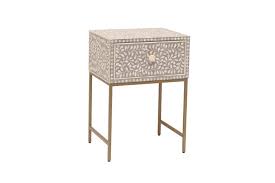 A pair can be purchased for £650. Matt Blatt Pia Bone Inlay Bedside Table Grey Kogan Com