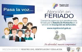 El lunes 24 de mayo, fecha de recordación de la batalla del pichincha, este 2021, ecuador tendrá un importante evento político. Agencias Que Atenderan Inscripcion De Defuncion En Feriado Por La Batalla De Pichincha Registro Civil