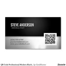 Qr Code Professional Modern Black Silver Metallic Business Card Magnet Zazzle Com Magnetic Business Cards Business Cards Standard Business Card Size