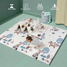 Amazon Com Foldable Baby Play Mat For Crawling Extra Large Play Mat For Baby Waterproof Non Toxic Anti Slip Reversible Foam Playmat For Baby Toddlers Kids 71 X 79 X 0 6 Baby