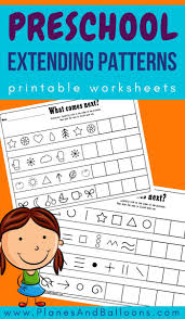 Extending Patterns Worksheets In 2020 Math Activities Kindergarten Printables Pattern Worksheet Preschool Activities