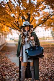 Fashion Blogger Mia Mia Mine Wearing A Gray Sweater Dress And A Gray Rag Bone Wool Fedora Hat Women Hats Fashion Outfits With Hats Hat Fashion