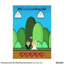 Gaming Level Up Wedding Invitations Zazzle Com Funny Wedding Invitations Wedding Invitations Video Game Wedding