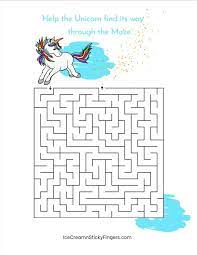 free unicorn activity sheets ice cream n sticky fingers