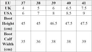 Spanish Boots Size Chart Campbells Of Beauly