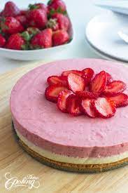 No Bake White Chocolate Strawberry Mousse Cake Desserts Strawberry Mousse Cake Mousse Cake