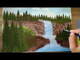 Cara melukis pemandangan alam dengan cat air, lukisan pemandangan alam yang mudah, gambar pemandangan alam pedesaan, cara melukis lukisan pemandangan alam cat minyak air terjun di 2019 sumber : Melukis Air Terjun By Ris Nanda Art