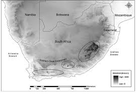 At 9,436 feet, maromokotro is the highest peak of the range, located near the northern tip of the island. Elevational Map Of Southern Africa Circular Areas Indicate Major Download Scientific Diagram