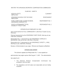 BEFORE THE ARKANSAS WORKERS' COMPENSATION COMMISSION CLAIM NO. G400712 ADOLPH  SCOTT, EMPLOYEE CLAIMANT ARKANSAS SCHOOL FOR THE