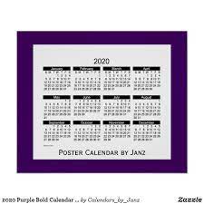 2020 Purple Bold Calendar By Janz Print Save The Date Posters Calendar Design Custom Calendar
