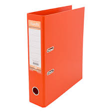 White and orange illustrated wine label. For Lever Arch Files Bantex