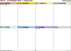 Wochenkalender 2017 Als Excel Vorlagen Zum Ausdrucken