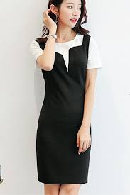 Black And White Formal Attire For Ladies Simple Dress Breeze Series S005 2 Colors Free Shipping Worldwide Korean Fashion Dress Airport Fashion Kpop Simple Dresses